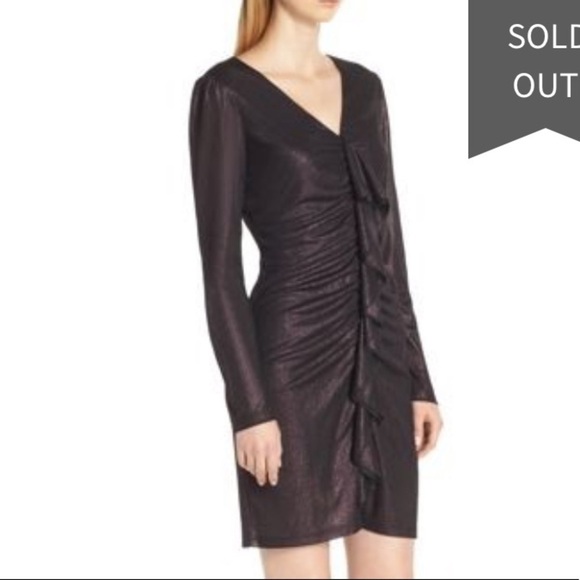 Sam Edelman metallic ruffled sheath party cocktail dress NWT!
